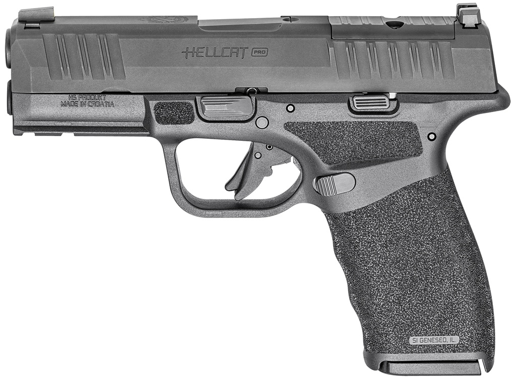 Springfield Armory HCP9379BOSP Hellcat Pro OSP Compact Frame 9mm Luger 15+1/17+1, 3.70" Black Melonite Hammer Forged Steel Barrel, Black Melonite Optic Ready/Serrated Steel Slide, Black Polymer Frame w/Picatinny Rail, Adaptive Textured Grip