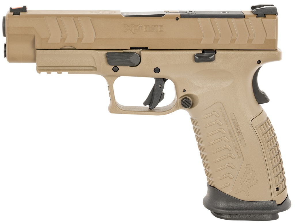 Springfield Armory XD-M Elite OSP 10mm Auto 16+1 4.50" Black Melonite Steel Barrel, Flat Dark Earth Cerakote Optic Cut/Serrated Slide & Polymer Frame w/Picatinny Rail, FDE Interchangeable Backstrap Grips Ambidextrous