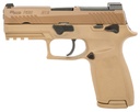 Sig Sauer P320 M18 *CA Compliant Carry Frame 9mm Luger 10+1, 3.90" Black Carbon Steel Barrel, Coyote PVD Serrated Stainless Steel Slide, Coyote PVD Stainless Steel Frame w/Beavertail & Picatinny Rail, Coyote Polymer Grip, Manual Safety