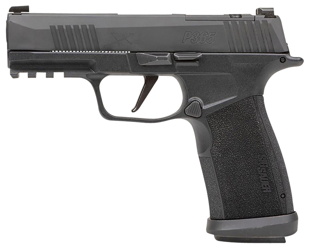 Sig Sauer P365 XMacro TACOPS Compact 9mm Luger 17+1, 3.70" Black Carbon Steel Barrel, Black Nitron Optic Ready/Serrated Stainless Steel Slide, Polymer Frame w/Beavertail & Picatinny Rail, Black w/Interchangeable Backstrap Grip, No Safety