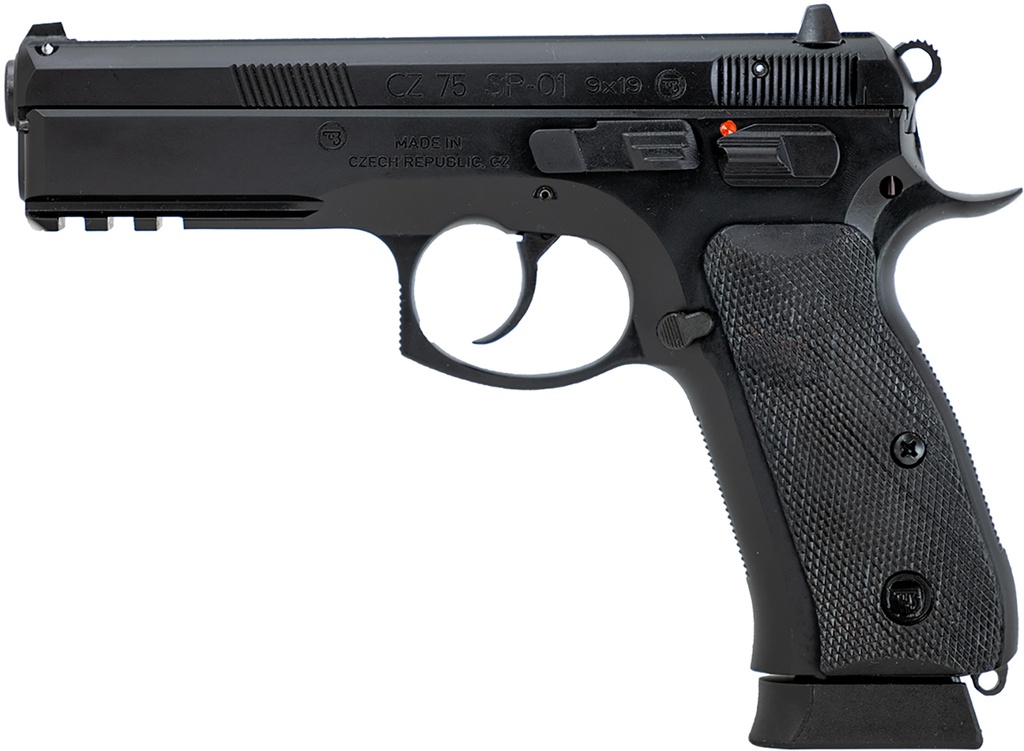 CZ-USA 89352 CZ 75 SP-01 Tactical 9mm Luger 19+1 4.60" Black Steel Barrel Black Polycoat Black Rubber Grip