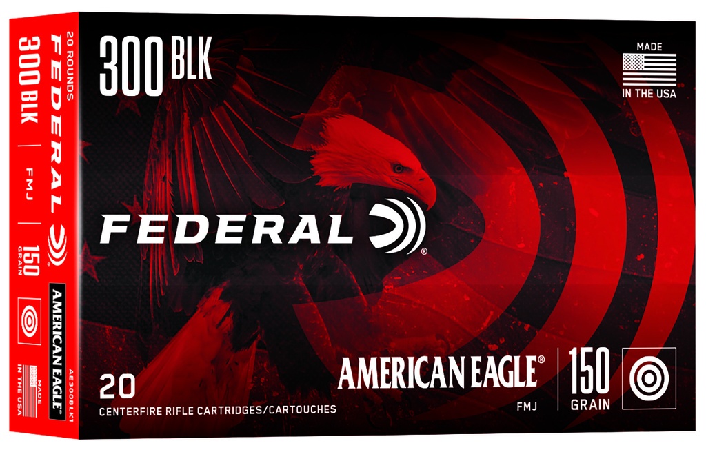 Federal American Eagle Rifle 300Blackout 150gr Full Metal Jacket Boat Tail 20 Per Box/25 Case