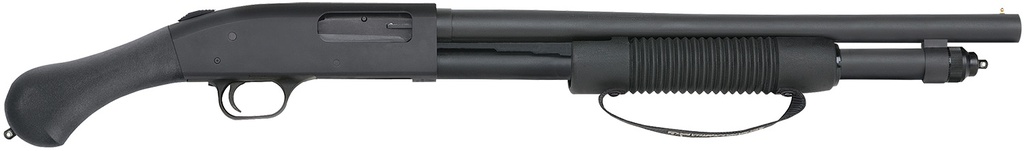 Mossberg 590 Shockwave 12 Gauge 6+1 3" 18.50" Barrel, Blued Metal Finish, Drilled & Tapped Receiver, Dual Extractors, Corncob Forend w/Strap, Raptor Birdshead Grip Stock