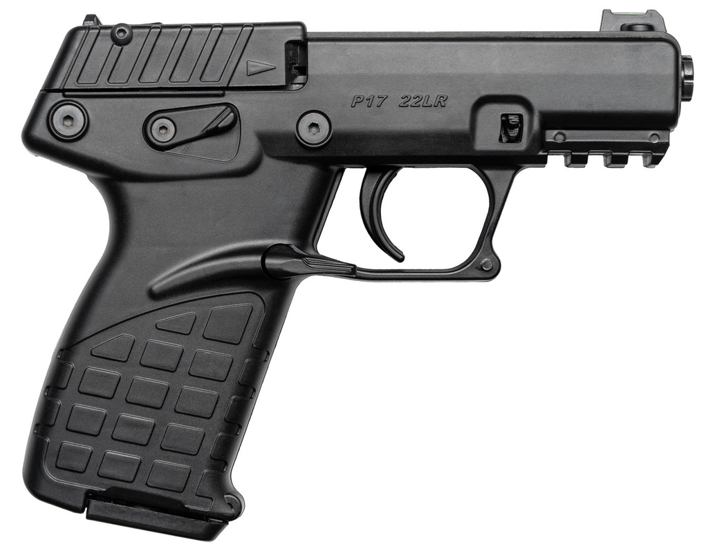 Kel-Tec P17 Compact Frame 22 LR 16+1 3.80" Black Steel Threaded Barrel, Black Serrated Slide, Black Polymer Frame w/Picatinny Rail, Textured Grip, Ambidextrous