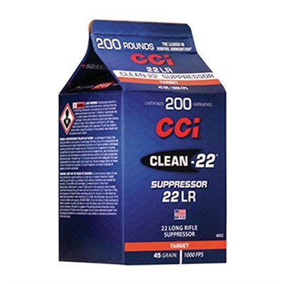CCI 980CC Clean-22 Suppressor 22 LR 45 gr Lead Round Nose 200 Per Box