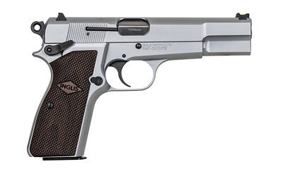 MAC P-35 9mm Luger 15+1 4.70" Stainless Steel Barrel, Satin Nickel Serrated Steel Slide & Frame w/Beavertail & Picatinny Rail, G10 Grip 