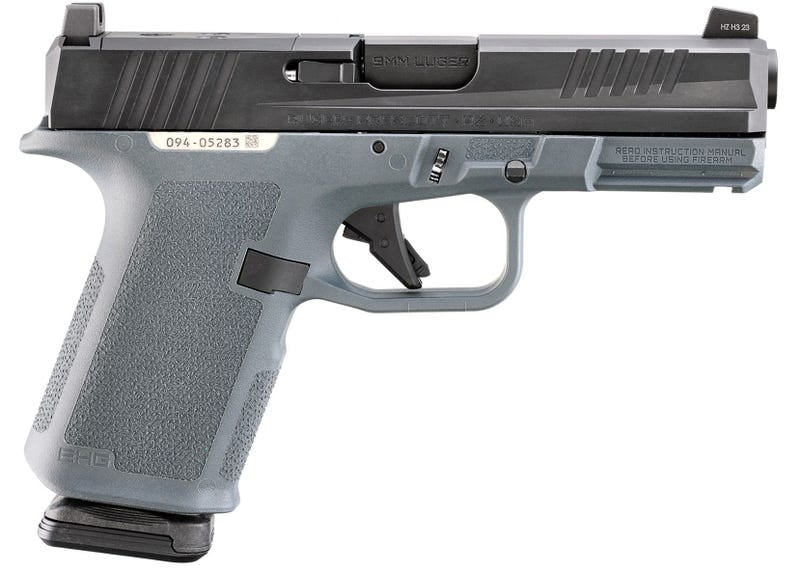 Ruger RXM 9mm 15+1 4" Black FNC Nitride Stainless Steel Barrel, Black FNC Nitride Optic Ready/Serrated Alloy Steel Slide, Stealth Gray Polymer Frame w/Accessory Rail
