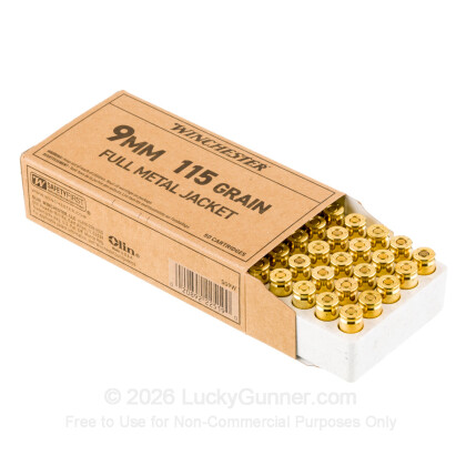 Winchester 9mm Ammunition SG9W 115 Grain Full Metal Jacket 50 Rounds