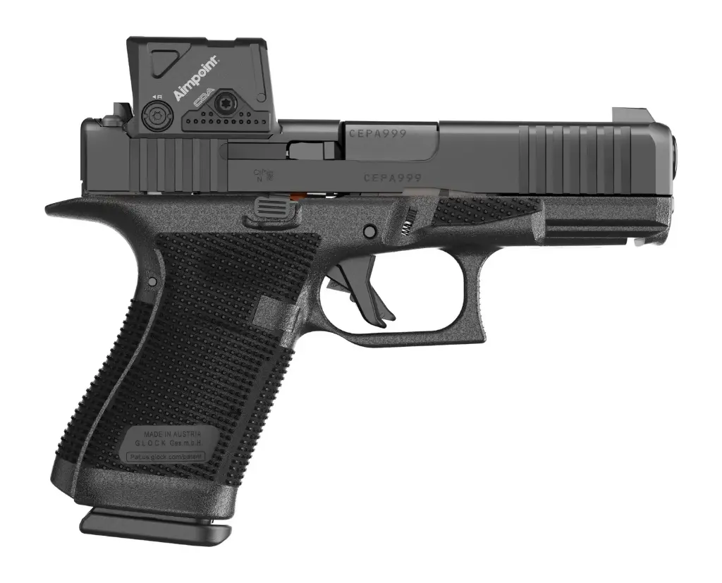 Glock P61950B03DC8A3 G19 Gen6 w/Aimpoint 9mm Luger 15+1 4.02" Black GMB Barrel, Black Steel Serrated w/Optic Slide, Black Polymer Frame w/Accessory Rail, Interchangeable Backstrap Grip, Aimpoint COA 3.5 MOA Red Dot, Ambidextrous 