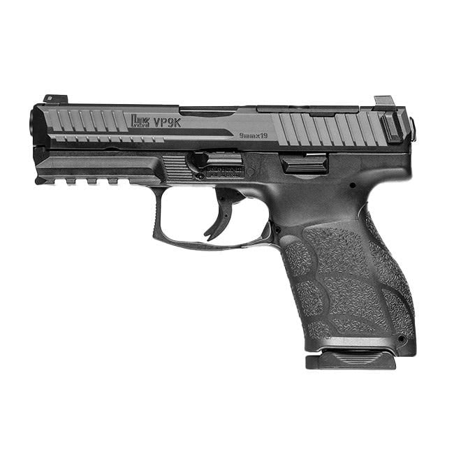 HK VP9A1 K Compact 9mm Luger 15+1 4.09" Black Steel Barrel, Black Steel Optic Ready/Serrated Slide, Black Polymer Frame w/Picatinny Rail, Interchangeable Backstrap Grip, Ambidextrous 