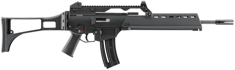 HK G36 22 LR 20+1 18.13" Black Barrel w/Flash Suppressor, Black Receiver w/Picatinny Rail, Black Folding Synthetic Stock, Black Polymer Grip 