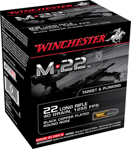 Winchester 22LR M22 40 Grain Black Copper Plated Round Nose CASE 2,000 rounds
