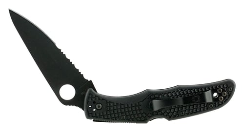 Spyderco C10PSBBK Endura 4 Lightweight 3.75" Folding Clip Point Part Serrated Black TiCN VG-10 SS Blade Black Textured FRN Handle Includes Pocket Clip 