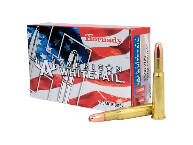 Hornady American Whitetail 30-30 Winchester Ammo 150 Grain Hornady Interlock Jacketed Soft Point Box of 20 