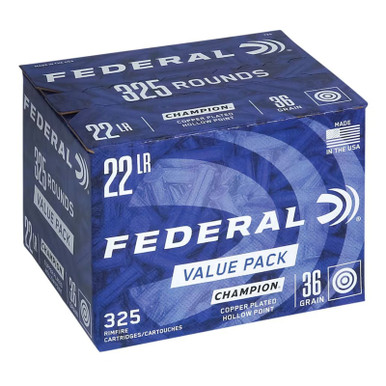 Federal Champion Rimfire Value Pack Ammunition .22LR 36gr CPHP 1260 fps 325/ct