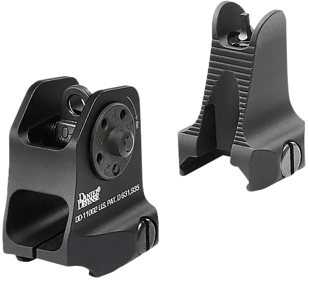 Daniel Defense 1908809116 AR-15 Iron Sight Set Black Hardcoat Anodized Fixed Front & Rear Sight 
