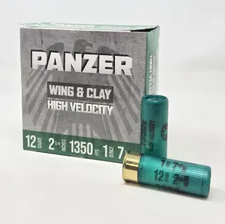 Panzer 12 Gauge Ammunition Wing & Clay High Velocity PAWC1275SHVCASE 2-3/4" #7.5 Shot 1oz 1350fps CASE 250 Rounds