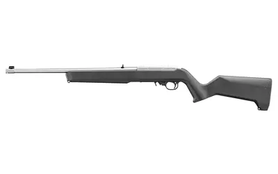 Ruger, 10/22, Semi-automatic, 22LR, 18.5" Threaded Cold Hammer-Forged Barrel, 1/2X28 Thread Pitch, Satin Finish, Stainless Steel, Black Magpul X-22 Stock, Adjustable Rear Sight, Gold Bead Front Sight, Manual Safety, 10 Round Rotary Magazine