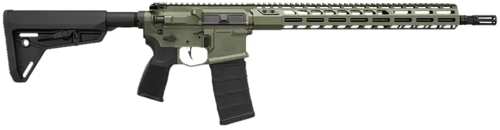 Sig Sauer M400 SDI-X 5.56 NATO 30+1 16" Black Threaded Barrel, Moss Green Cerakote Picatinny Rail Aluminum Receiver, M-LOK Handguard, 6 Position Magpul SL Black Synthetic Stock, Reduced Angle Grip, Ambidextrous 