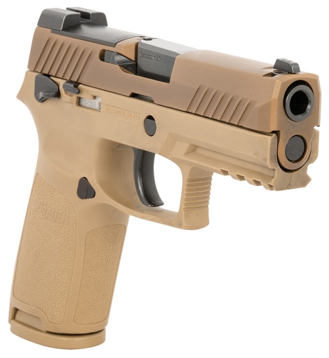 Sig Sauer P320 M18 *CA Compliant Carry Frame 9mm Luger 10+1, 3.90" Black Carbon Steel Barrel, Coyote PVD Serrated Stainless Steel Slide, Coyote PVD Stainless Steel Frame w/Beavertail & Picatinny Rail, Coyote Polymer Grip, Manual Safety