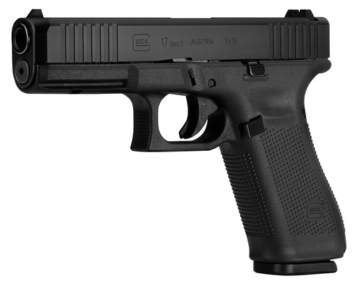 [PA175S203] Glock G17 Gen5 Full Size 9mm Luger 17+1 4.49" Black GMB Barrel, Black nDLC Serrated Slide, Black Polymer Frame w/Picatinny Rail, Black Textured w/Interchangeable Backstrap Grip, Ambidextrous