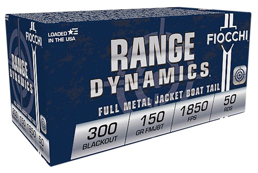 [300BLKC] Fiocchi Range Dynamics 300BLK 150gr Full Metal Jacket Boat Tail 50rds