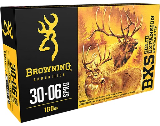 [B192430061] Browning Ammo BXS Copper Expansion 30-06 Springfield 180gr Lead Free Solid Expansion Polymer Tip 20rds