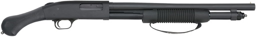 [50639] Mossberg 590 Shockwave 12 Gauge 6+1 3" 18.50" Barrel, Blued Metal Finish, Drilled & Tapped Receiver, Dual Extractors, Corncob Forend w/Strap, Raptor Birdshead Grip Stock