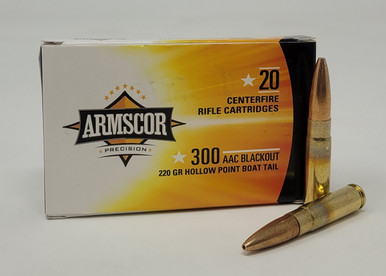 [ARM50452] Armscor 300 AAC Blackout Ammunition ARM50452 Subsonic 220 Grain Boat Tail Hollow Point 20 Rounds 