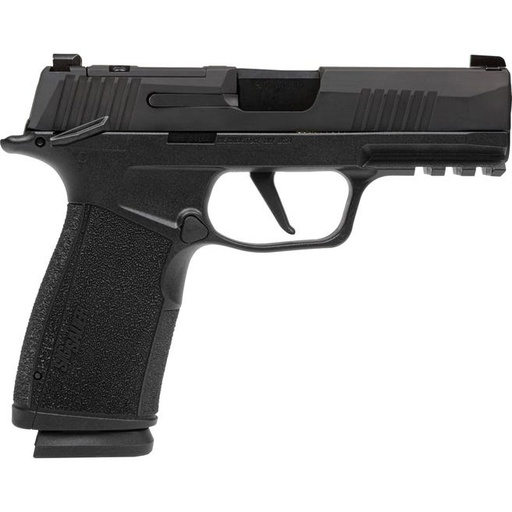 [798681672707] Sig Sauer P365 XMacro Compact Frame 9mm Luger 17+1, 3.70" Black Carbon Steel Barrel, Black Nitron Optic Ready/Serrated Stainless Steel Slide, Black Polymer Frame w/Beavertail & Picatinny Rail, Black w/Interchangeable Backstrap Grip, Manual Safety