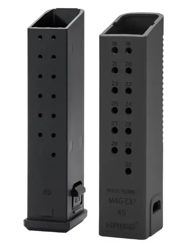 [811607031300] Kriss USA KVAMX2K90BL00 Mag-Ex2 Extension Kit Extended 9mm Luger 40rd Compatible w/Glock 17 Gen3-5 17rd Magazines Black Polymer 