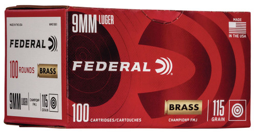 [WM51991] Federal 9mm Ammunition Champion WM51991 115 Grain Full Metal Jacket 100 Rounds