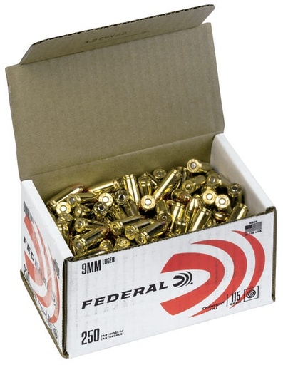 [604544687439] Federal 9mm Ammunition Champion C9115A250 115 Grain Full Metal Jacket Bulk 250 Rounds