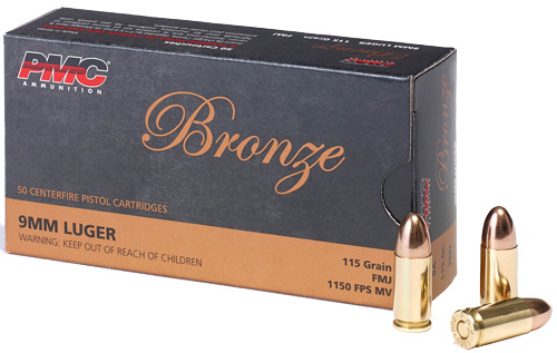 [PMC9A] PMC 9mm Ammunition Bronze PMC9A 115 Grain Full Metal Jacket 50 Rounds
